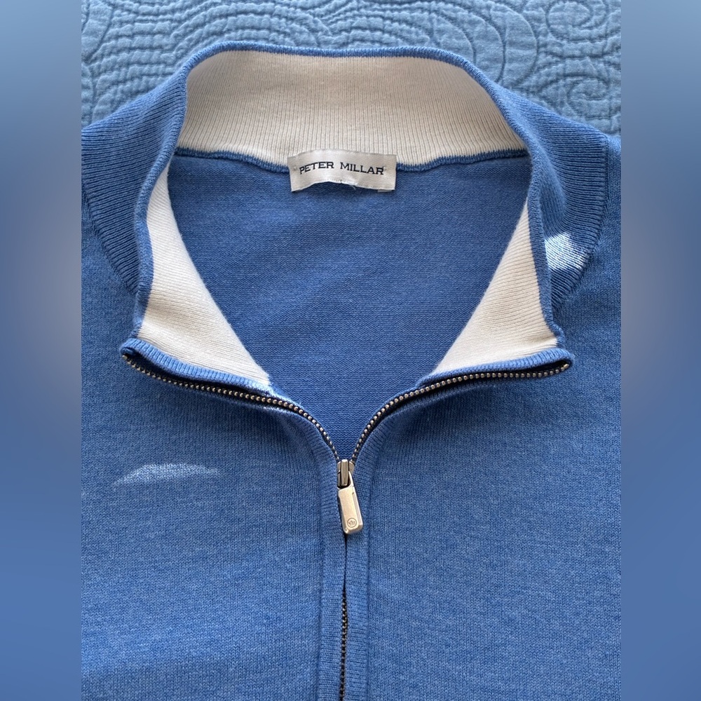 Peter Millar Men’s 3XT Cotton-Blend Golf Quarter Zip Blue golf club  c20